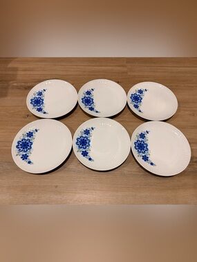 Mitterteich mid century Salad Plates with Blue Floral Accent - Set of 6